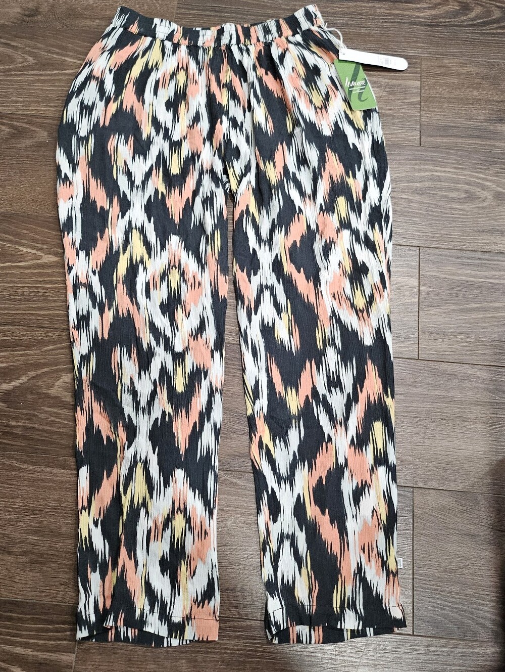 NWT Sisstrevolution Florent Woven Pants Medium Black Ikat Lightweight Boho